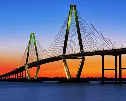 Ravenel Bridge Sunset Charleston South Carolina Paint by number