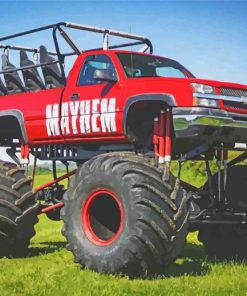 Red Monster Truck paint by number