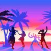 Silhouette Hula Dance paint by number