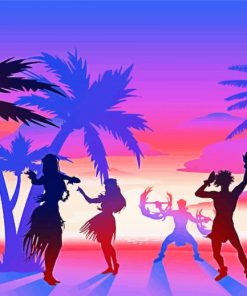 Silhouette Hula Dance paint by number