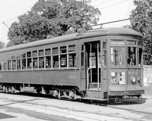 Vintage St Charles Streetcar paint by number