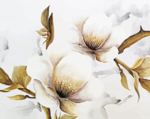 White Contemporaries Flowers paint by number