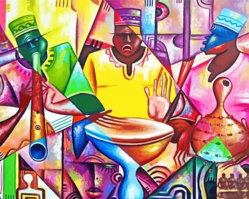 African Abstract Musicians paint by number