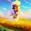 Anime Girl With Flowers Basket paint by number