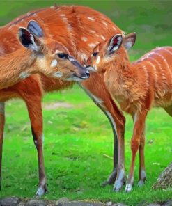 Beautiful Deer And Cubs paint by number