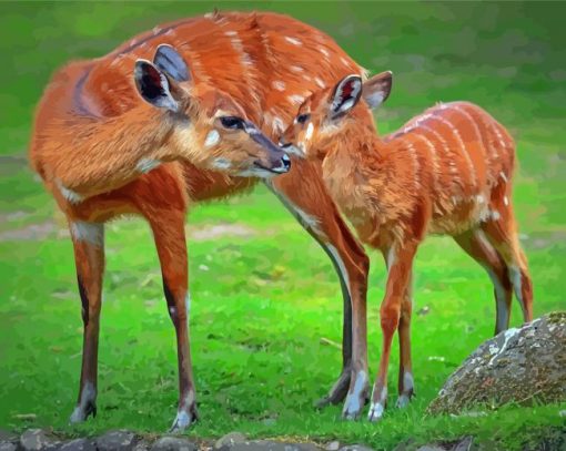 Beautiful Deer And Cubs paint by number