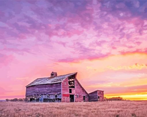 Beautiful Sunset In North Dakota paint by number