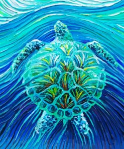 Blue Green Abstract Turtle Paint by number