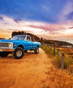 Blue Square Body Chevy Truck paint by number