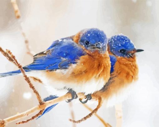 Blue Birds On A Branch paint by number