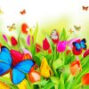 Butterflies On Tulips paint by number