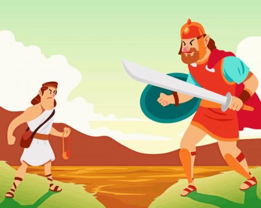 Cartoon David And Goliath paint paint by number