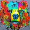 Colorful Abstract Bear Head paint by number