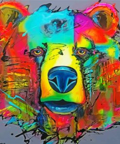 Colorful Abstract Bear Head paint by number