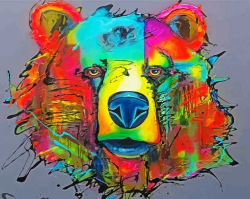 Colorful Abstract Bear Head paint by number