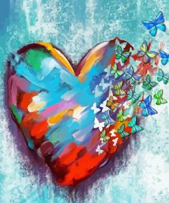 Colorful Heart Butterflies Art paint by number