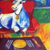 Cow On Red Sofa Art paint by number