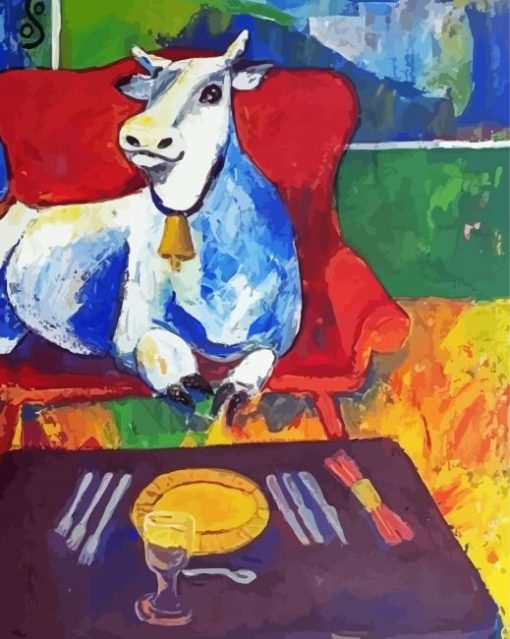 Cow On Red Sofa Art paint by number