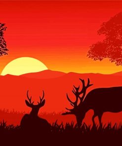 Deer Forest Silhouette paint by number