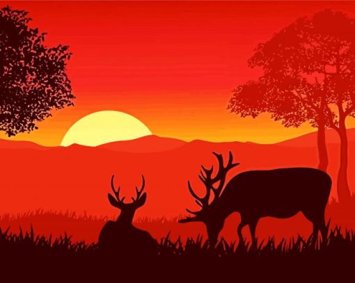 Deer Forest Silhouette paint by number