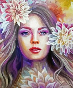 Floral Art Girl paint by number