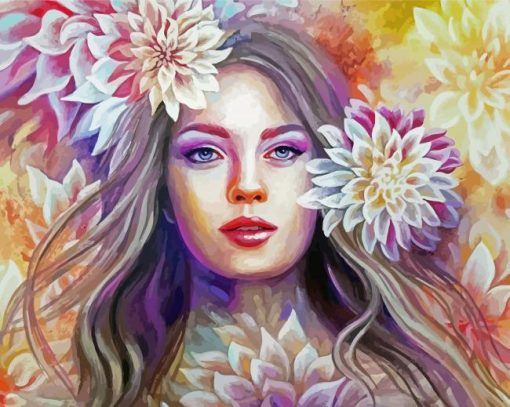 Floral Art Girl paint by number