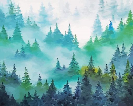 Foggy Forest Art Paint by number