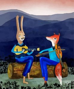 Fox And Rabbit Musicians paint by number