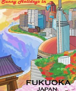 Fukuoka Japan Poster paint by number