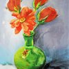 Green Vase Of Red Flowers paint by number