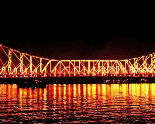 Howrah Bridge At Night paint by number