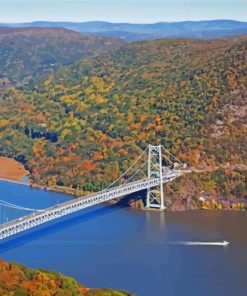 Hudson River Bridge Landscape paint by number