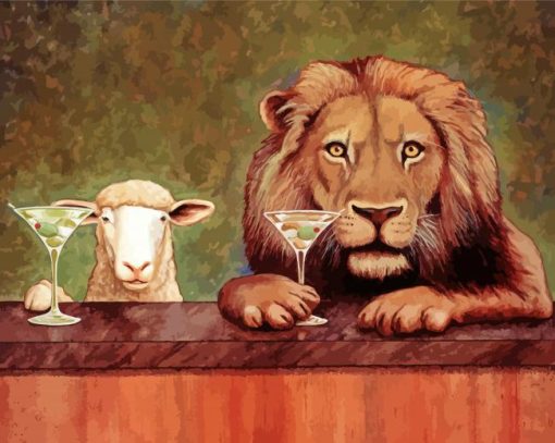 Lamb And Lion At The Bar paint by number