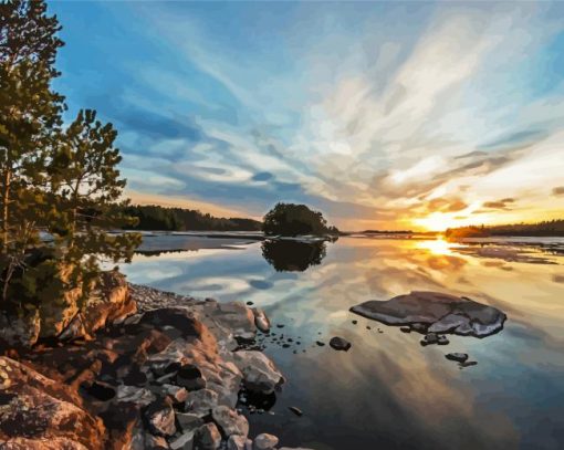 Leech Lake Minnesota paint by number