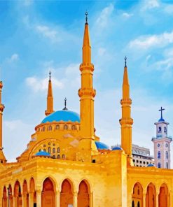 Mohamed Al Amin Mosque And St Elias Greek Church In Lebanon paint by number