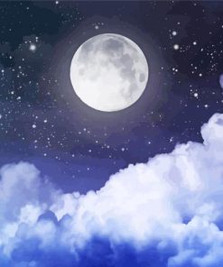 Moon And Clouds And Stars paint by number