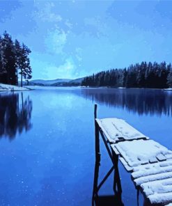 Night Lake Pier paint by number