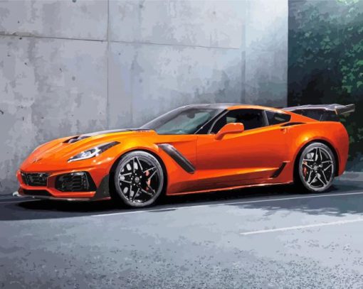 Orange Corvette ZR1 paint by number