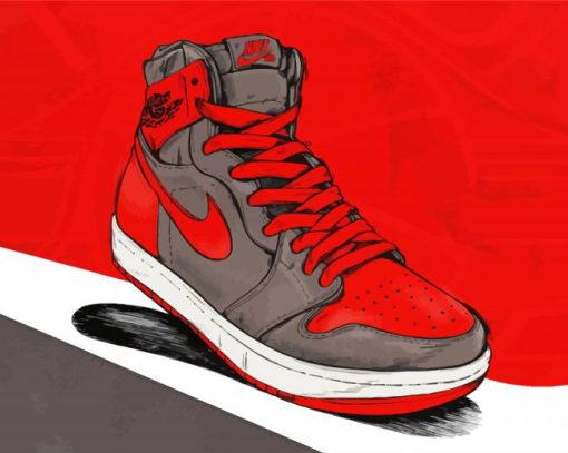 Red Black Air Jordan 1 Paint by number