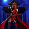 Red Kunoichi Ninja Lady paint by number