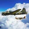 Sally B 17 And P51 Mustang paint by number