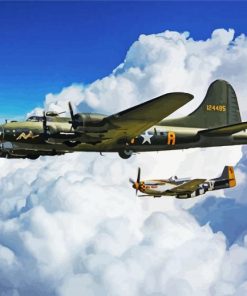 Sally B 17 And P51 Mustang paint by number