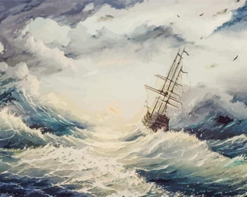 Ship In Storm Art paint by number