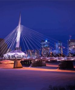 Snowy Winnipeg Bridge Canada paint by number