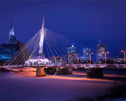 Snowy Winnipeg Bridge Canada paint by number