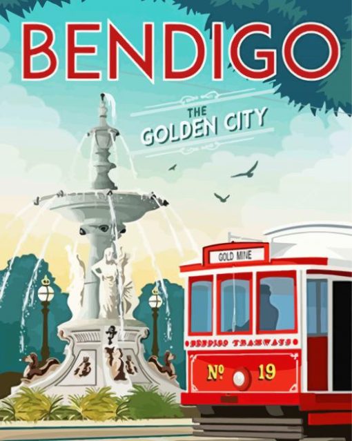 The Golden City Bendigo Poster paint by number