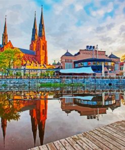 Uppsala Buildings Reflection paint by number