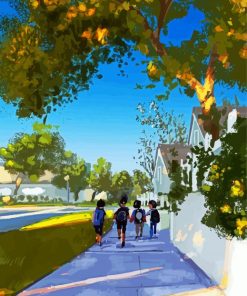 Walking To School Art paint by number