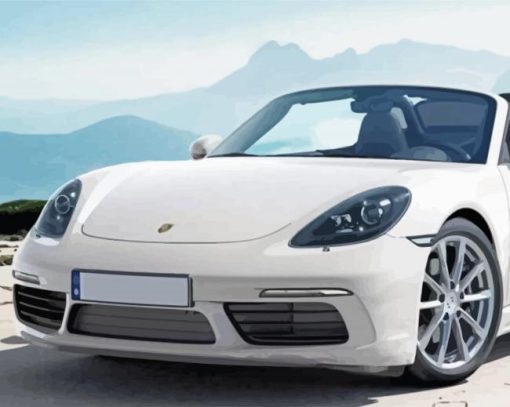 White Porsche Boxster Car paint by number