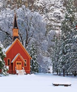 Winter Church paint by number